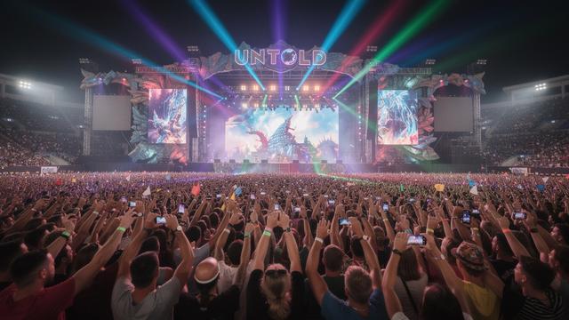 Colorful main stage at Untold Festival in Cluj-Napoca